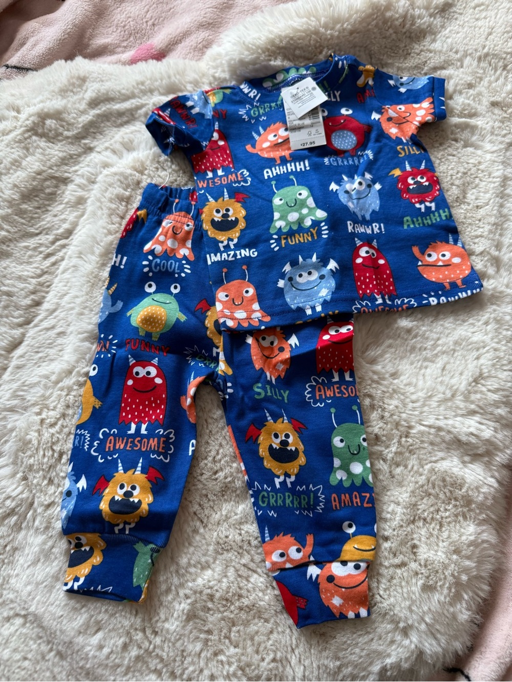The Children's Place Blue Monster Print Pajama Set